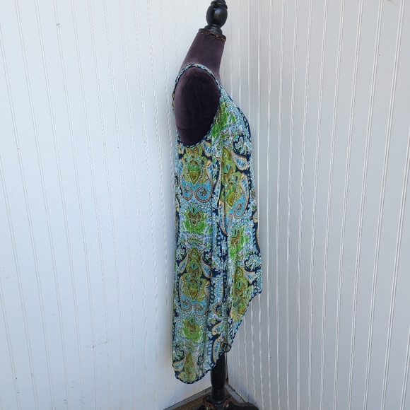 Patrons of Peace Sleeveless Shift Dress Handkerchief Boho Hi- Low Racerback L - Picture 5 of 13